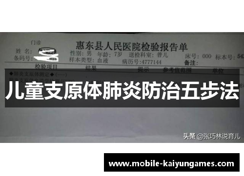 儿童支原体肺炎防治五步法