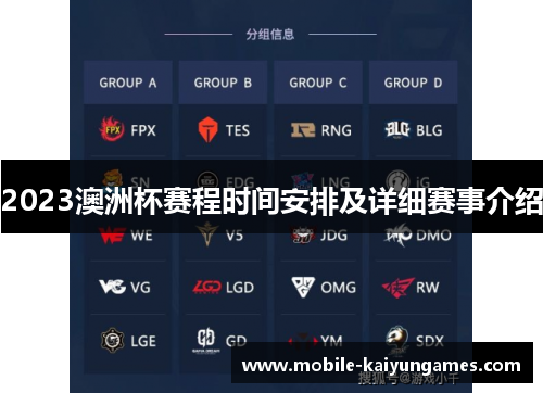 2023澳洲杯赛程时间安排及详细赛事介绍