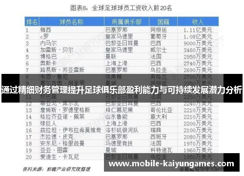 通过精细财务管理提升足球俱乐部盈利能力与可持续发展潜力分析